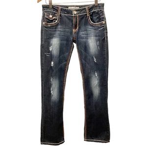 Liuce’s 9 Jeans Women’s Embellished Bootcut Low Rise Flaw Missing Crystals